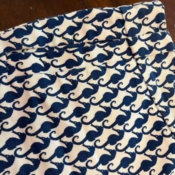 J Crew Seahorse Chino Style Side Zip shorts White With Blue Stretch Size 4 - Picture 3 of 6